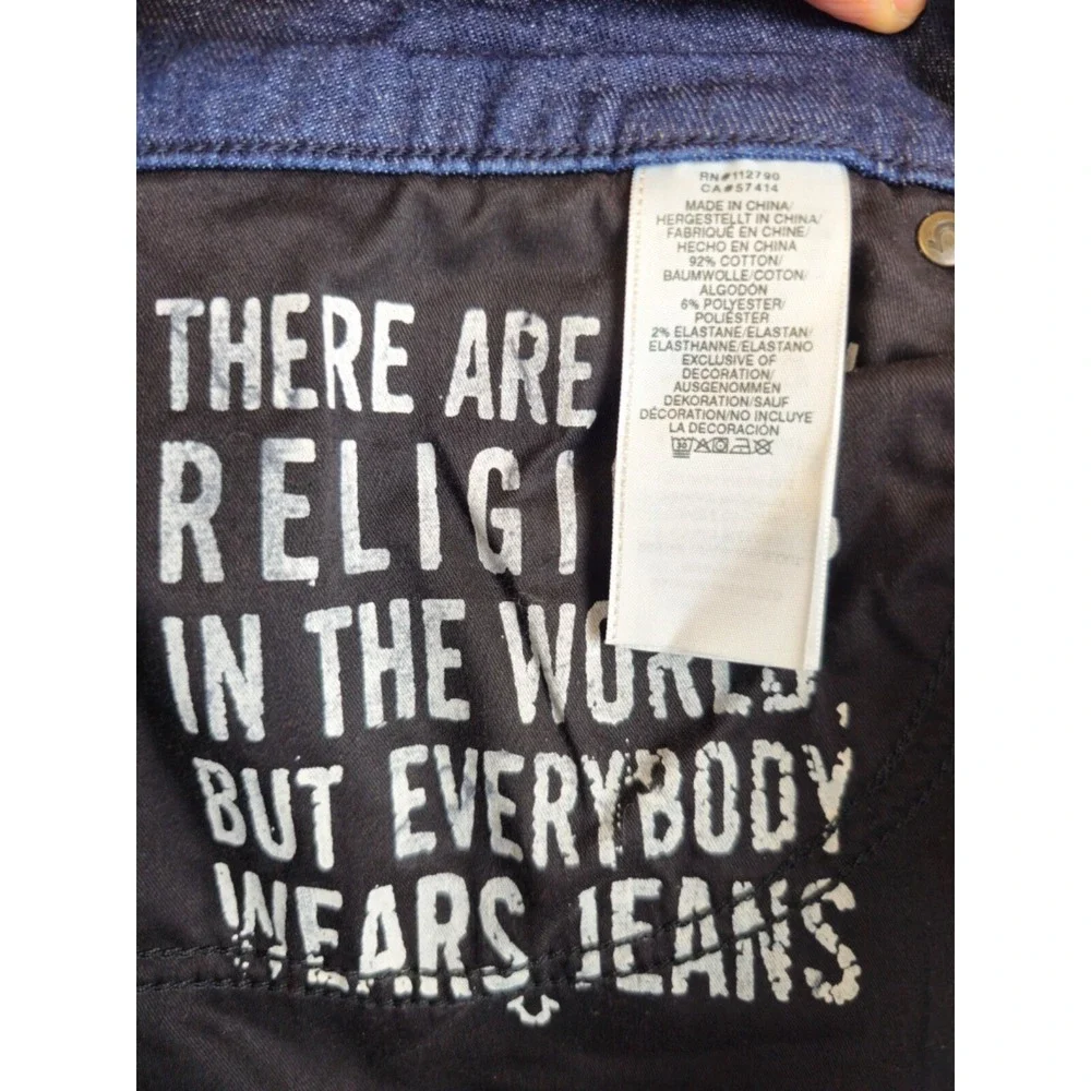 True Religion Mens Jeans Loose Straight Devin No Flap Blue DarkWash Size 45x28.5